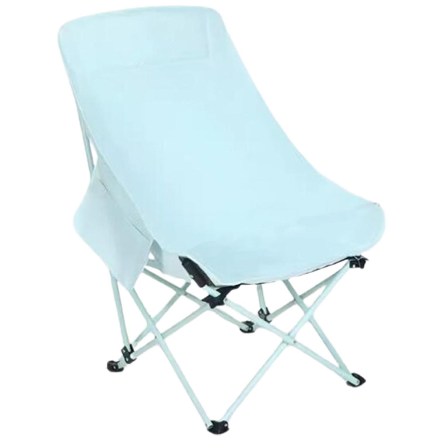 Heightened and ultra-light folding camping adjustable moon chair (North Carolina Blue)