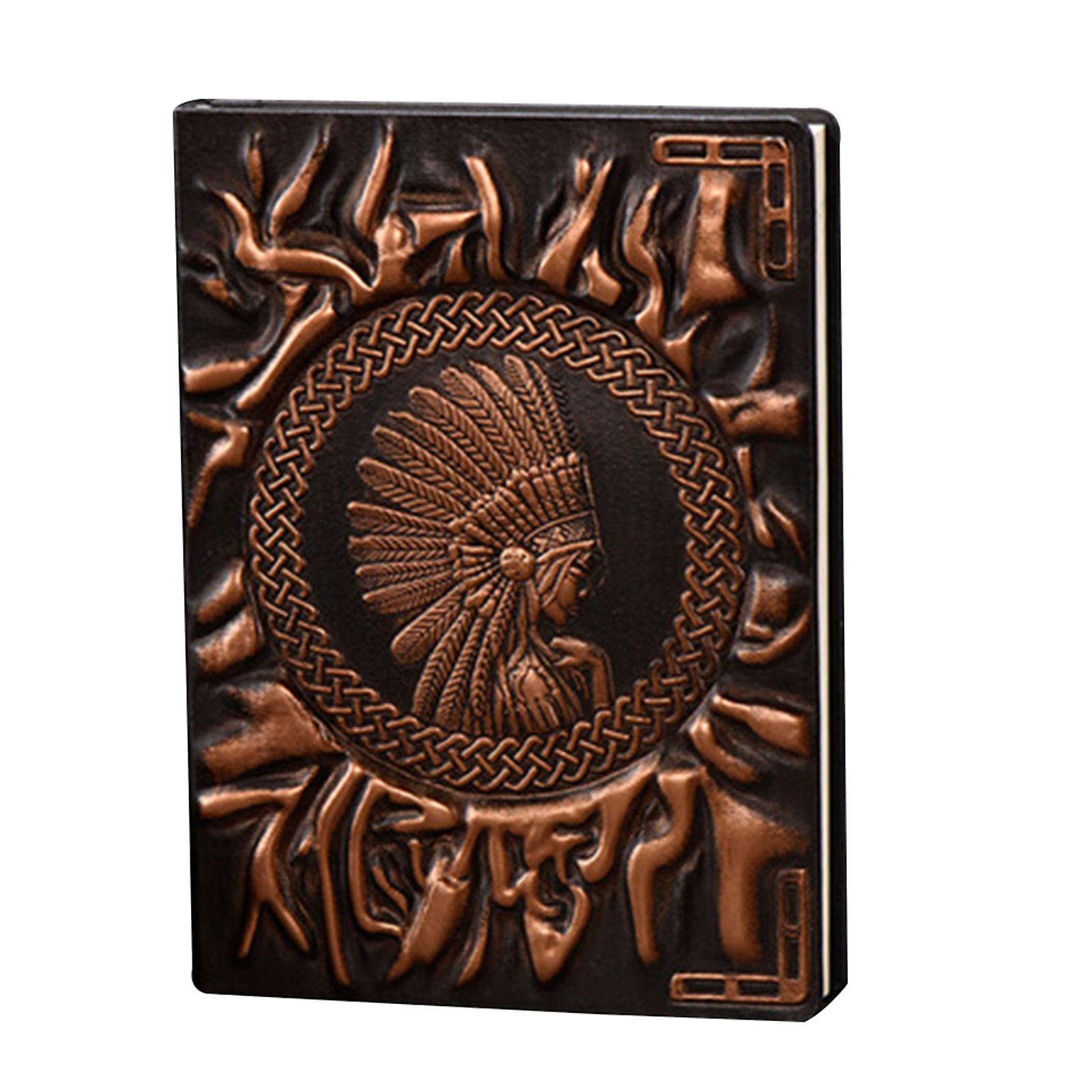 Hardcover Embossed Notebook Retro Leather Notepad A5/A6 Journal Ribbon Bookmark