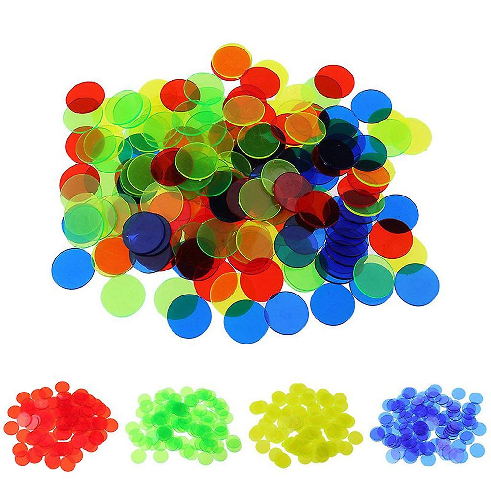 100Pcs 19mm Transparent 4 Color Counters Clear Counting Chips Plastic Markers for Math Poker Game