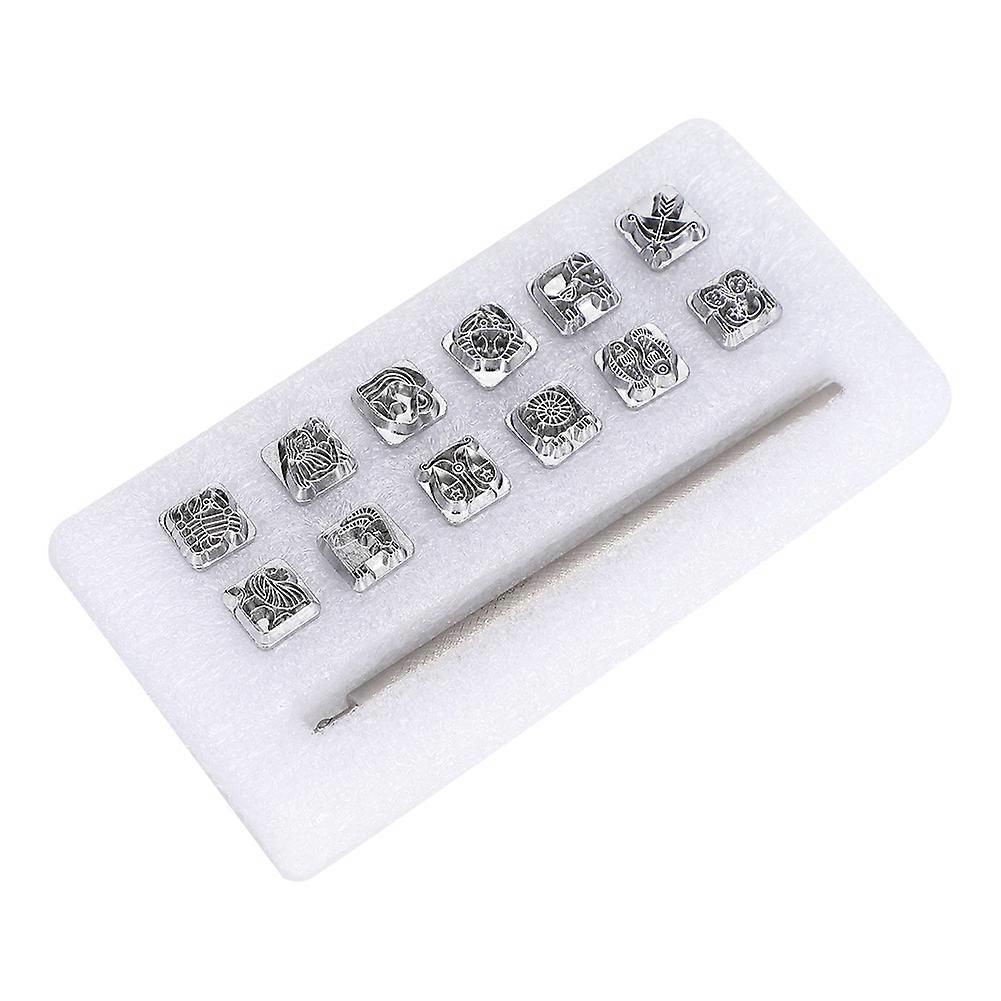 12pcs Stamping Punch Tool Twelve Constellations Pattern Diy Leather Craft Stamper 1pc Handle