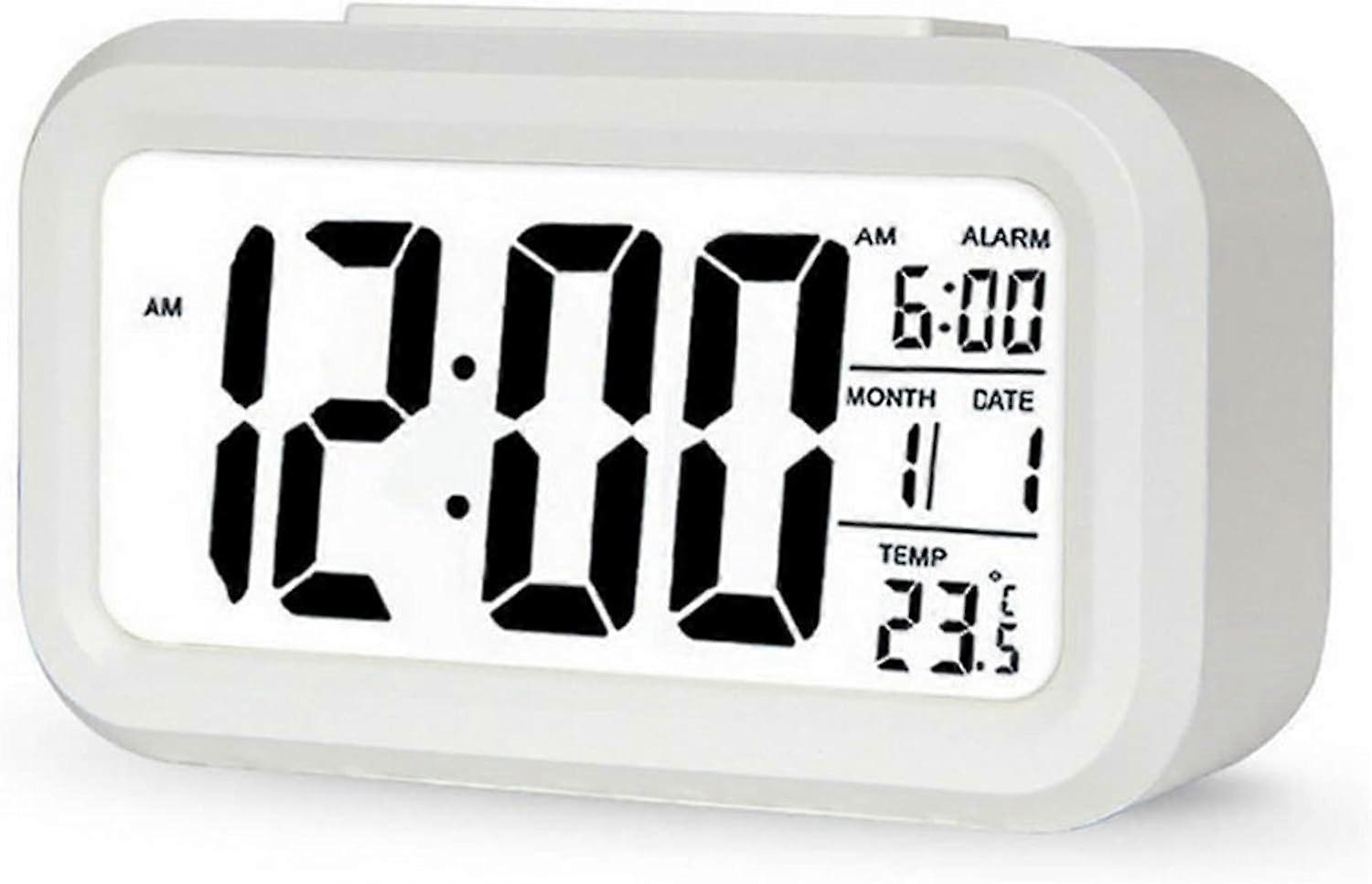Digital Alarm Clock LED Display Snooze Smart Brightness Sensor for Bedroom Home Office and Travel