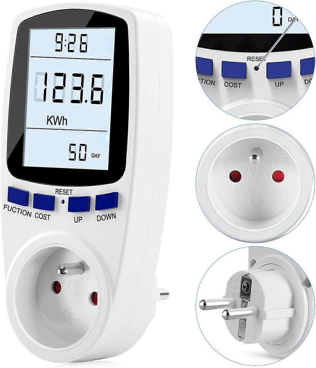 AC 185V~264V Energy Meter Power Consumption Meter, Electricity Usage Monitor Socket with LCD Display (Single Tariff),157*73mm
