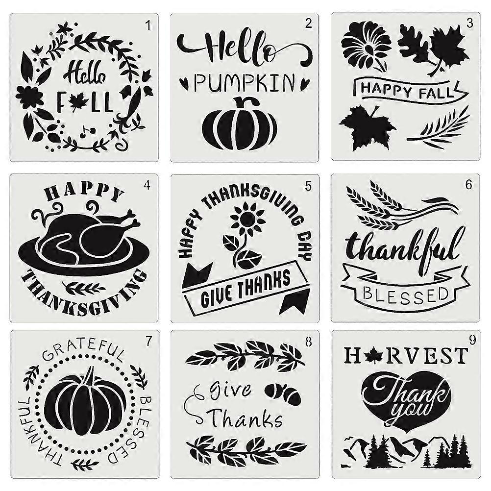 9 Pcs Reusable Pumpkin Stencils Scrapbook Planner Stencils DIY Drawing Template