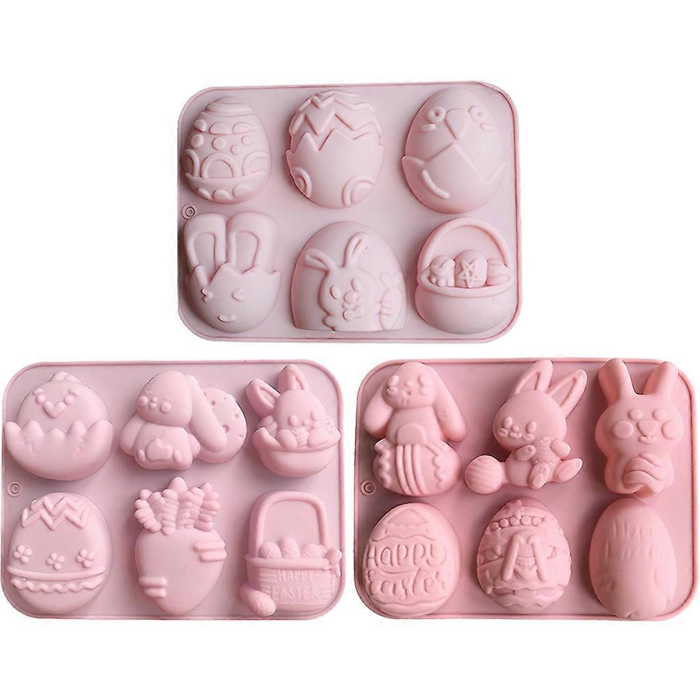 3pcs Silicone Easter Mold Easter Cake Mold Silicone Fondant Mold Silicone Easter Mold for Party