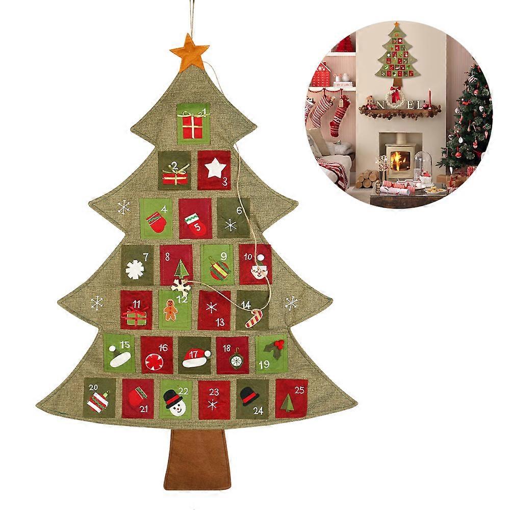 Calendar Christmas Advent Countdown Tree Fabric Calender Hanging Decoration Kids
