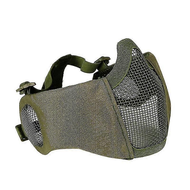 Jianghuo Faltbare Airsoft Maske, Halbgesichts-Mesh-Masken mit Gehörschutz für Cs War Game, Bb Gun, Jagd, Paintball, Grün