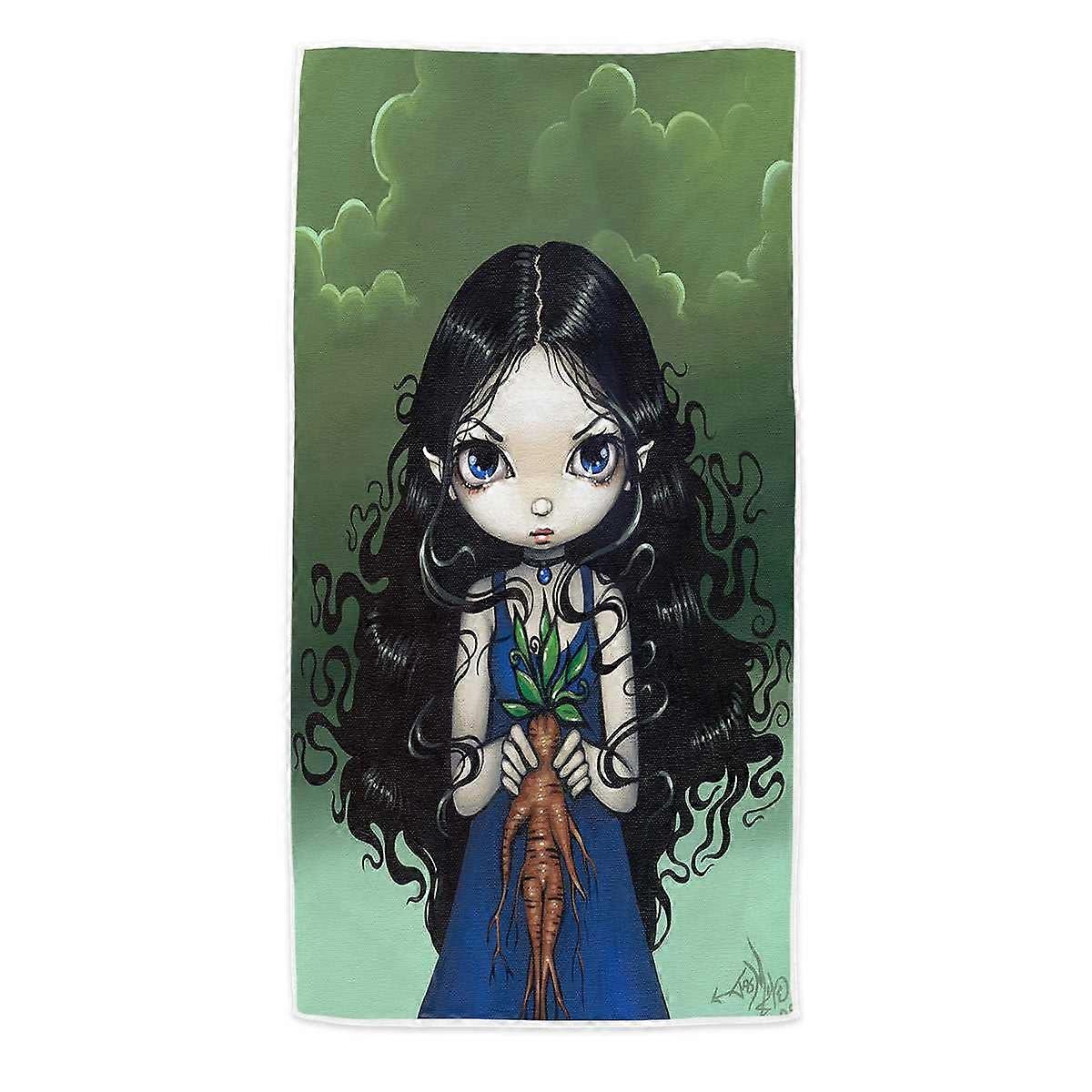 Dark Art Gothic Vibes Girl with Mandrake Root Microfiber Beach Towel
