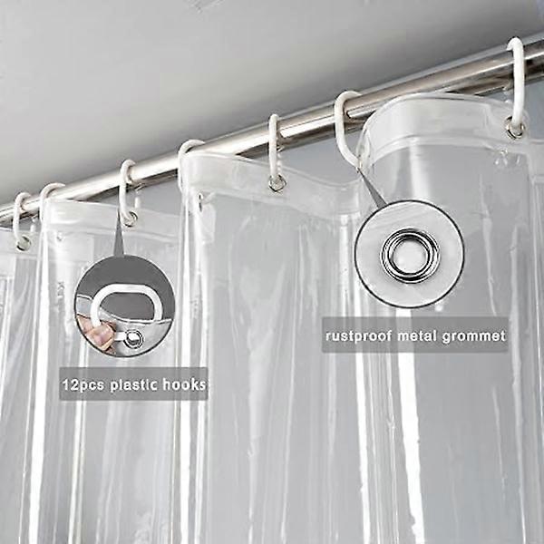 Extra long transparent shower curtain 180x200cm, Transparent Fruugo UK