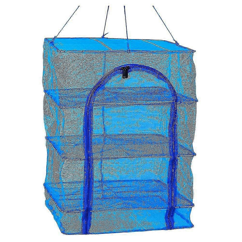 Outdoor Food Screen Foldable Drying Net Hanging Mesh Dryer Square Hanging Mesh Dryer For Shrimp Fish Fruit Vegetables (four-layer 66x45x45cm With Buck