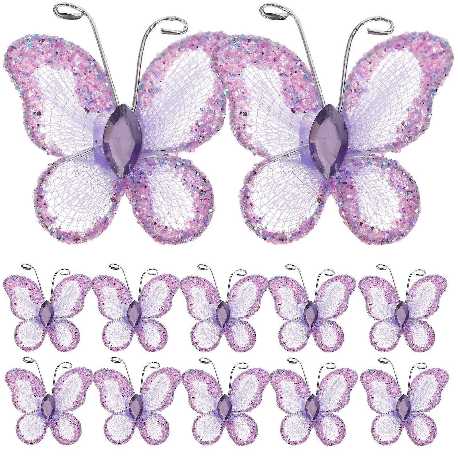 50 pièces pure maille fil paillettes mariage décoratif papillons décors (violet)