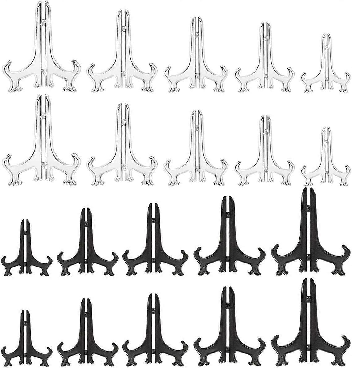 Set of 20 plastic easels for displaying plates, bowls, books
