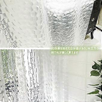 Tenda Doccia Impermeabile 3D – 180x200 Cm – PEVA Antimuffa Con Ciottoli Trasparenti – Include 12 Ganci – Per Bagno, Hotel, Palestra