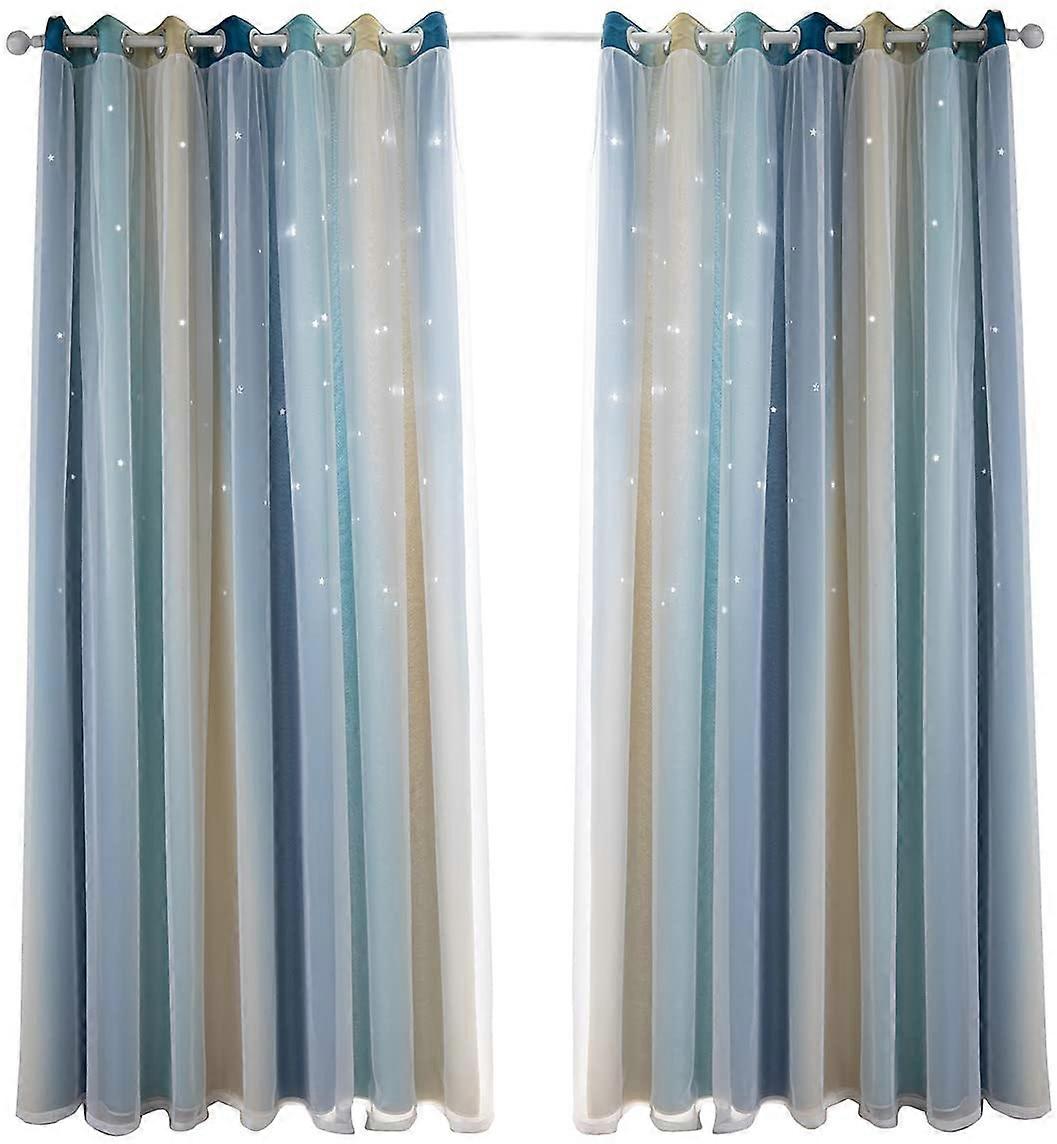 Cortinas Duplas Ocas Estrela Cortinas Dupla Camada Para Crianças Quarto Feminino Quarto Infantil Colorido Com Voile Cortinas Infantis Cortina Blackout