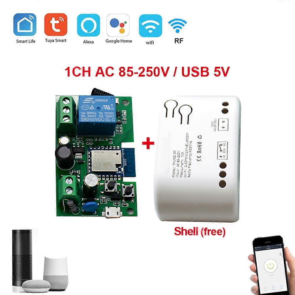 Tuya Smart Wifi Motor Switch Module APP Micro USB 5V DC7-32V 85-250V RF433 Radio Remote Control Inching Relay Smart Home