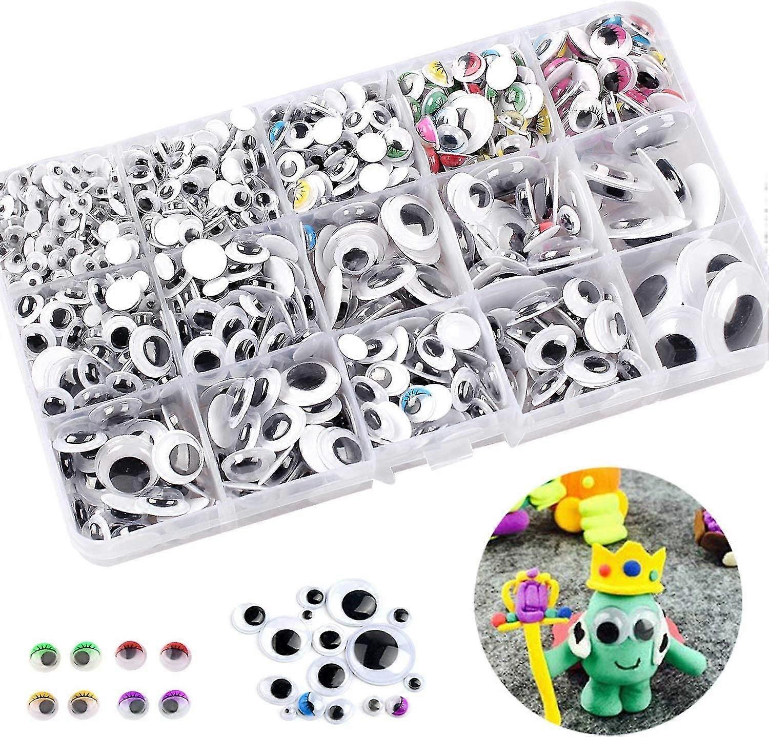 Self-adhesive Twist Eyes, Twist Eyes Plastic Doll Eyes, Self Adhesive Twist Eyes For Diy Scrapbooking Crafts, Various Sizes. (1200pcs)