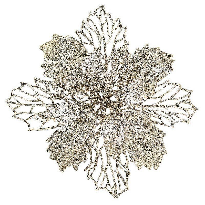 5pcs Hollow Polyester Poinsettia Flower Heads For Christmas Wedding Flower Decoration Noel Xmas Tree Wreath Decor 9/11/16cm