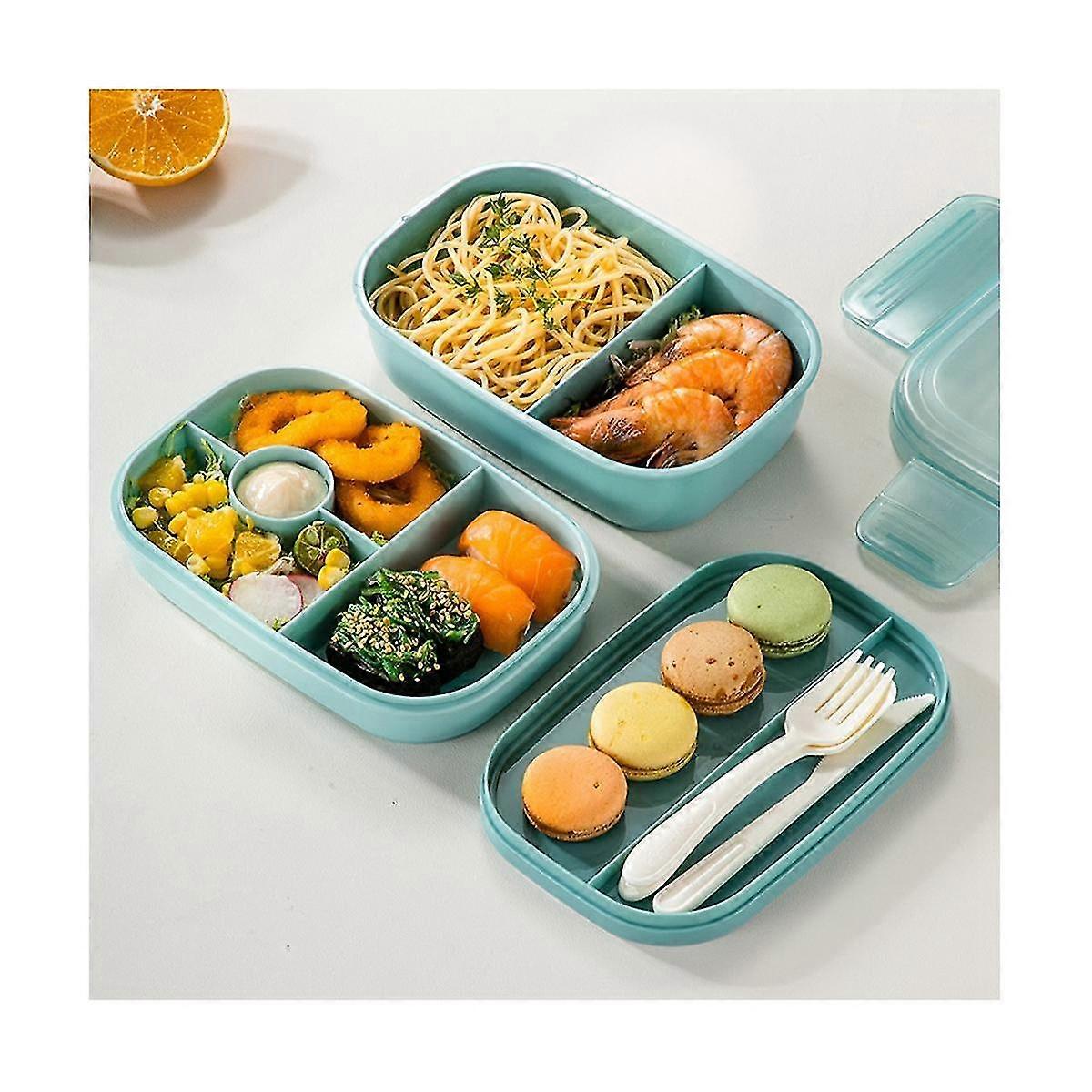 Adult Stackable Bento Lunch Box 3 Layers Leak-proof All-in-1 Bento Box Lunchbox With Utensil Sauce