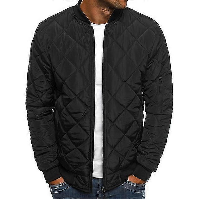 جاكيت رجالي شتوي جديد من القطن بياقة بيسبول وشبكة مضغوطة وخفيفة الوزن من القطن بتصميم كلاسيكي كاجوال بأكمام طويلة