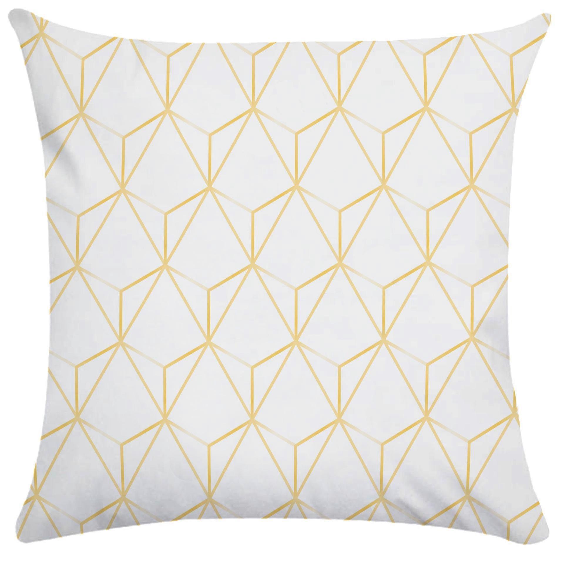 Taie d’oreiller d’ombrage géométrique doré Housse de coussin en peluche courte douce Coussin de salon Canapé Coussin d’extérieur Siège d’auto Design 1811jpjcjh