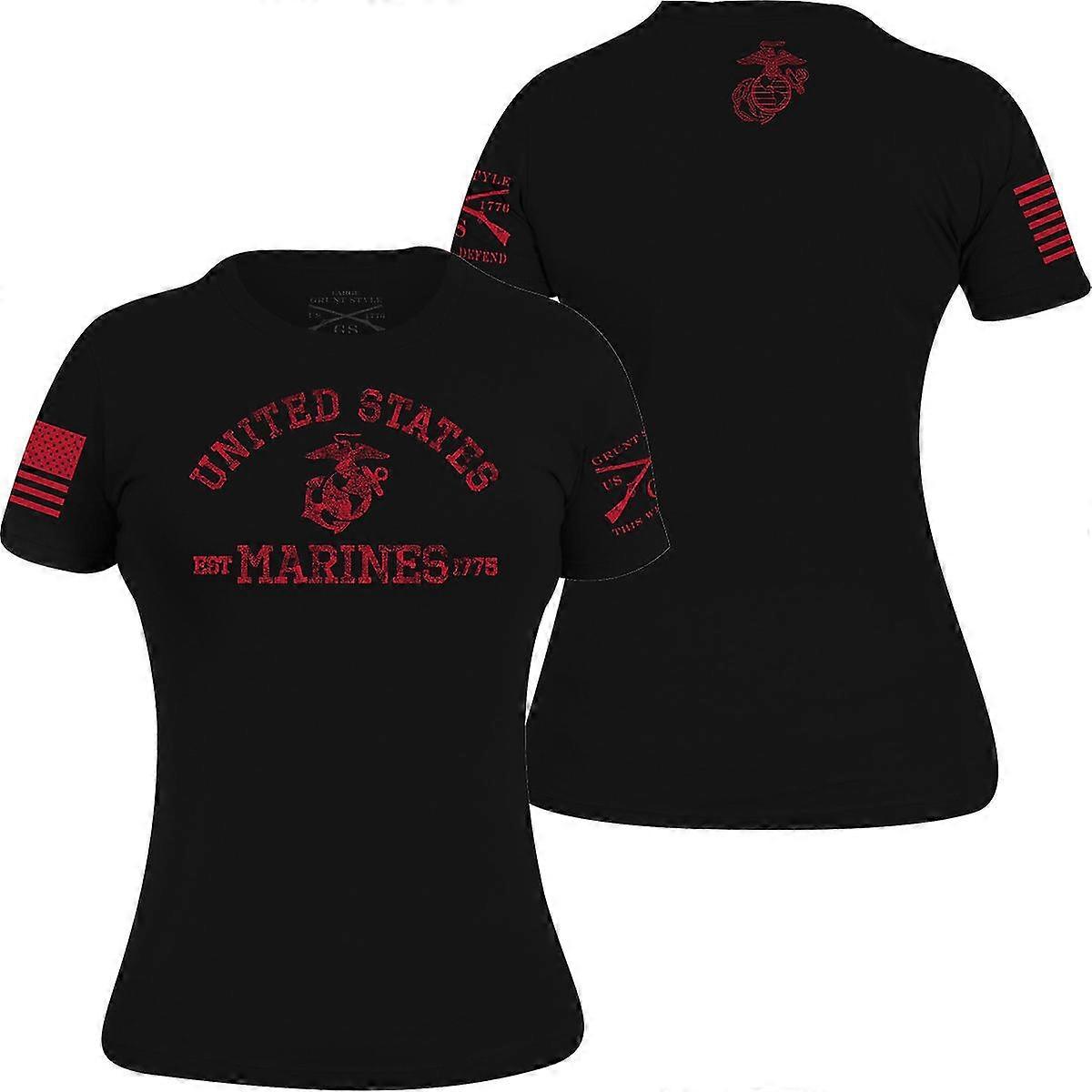 グラントスタイルレディースUSMC - Est. 1775 Tシャツ - ブラック