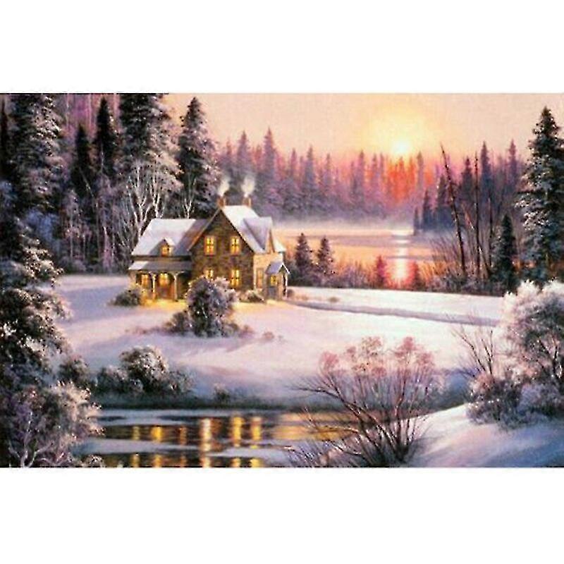Diy Diamond Painting Winter Landscape 3d Rhinestone Cross Stitch Kits Diamond Embroidery House Picture Needlework Set Home