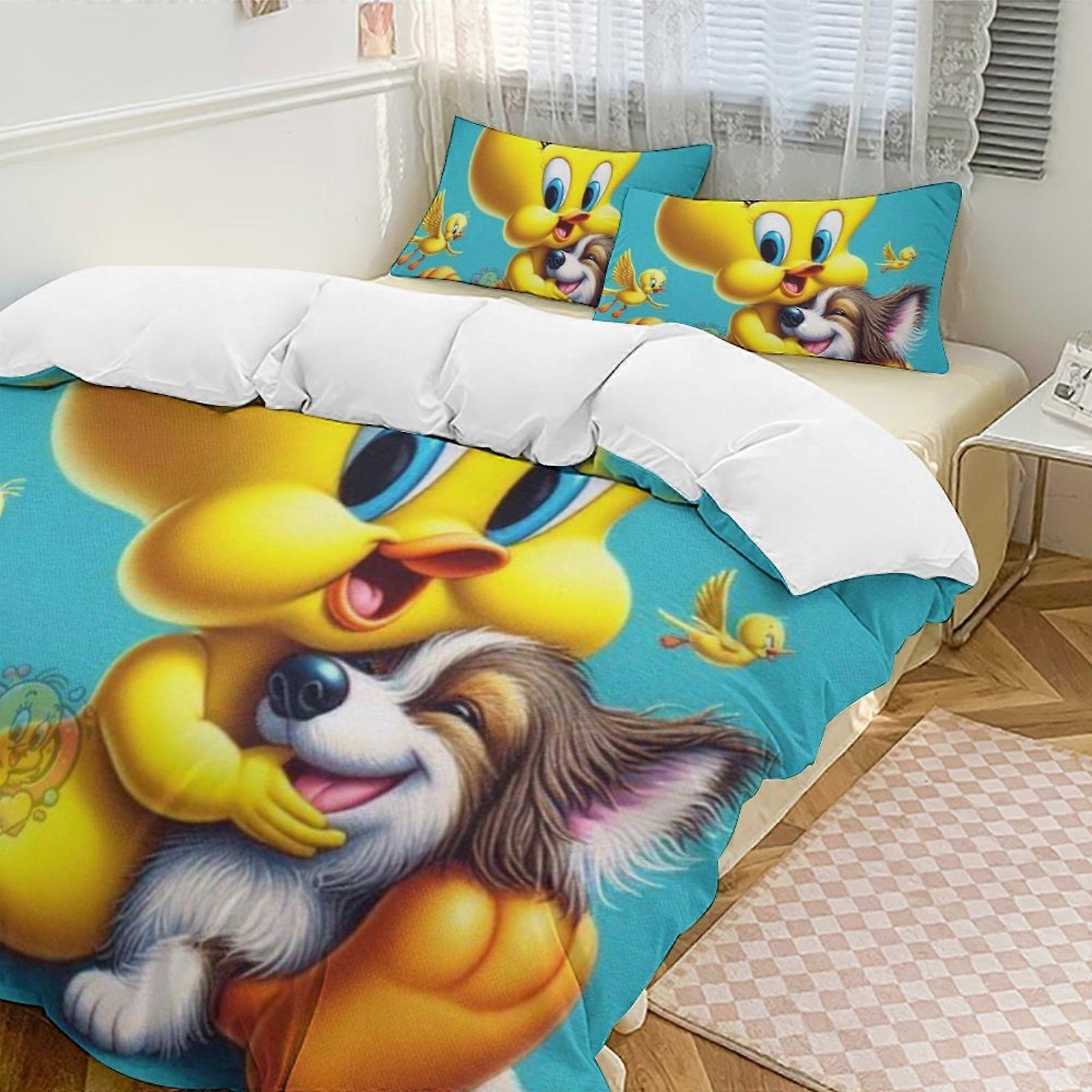 c602 TweetyBird 2 Capa de Edredom de Cama Conjuntos de Cama de Microfibra Conjuntos de Edredom Leve de 3 Peças, 1 Capa de Edredom e 2 Fronhas para Crianças ee602