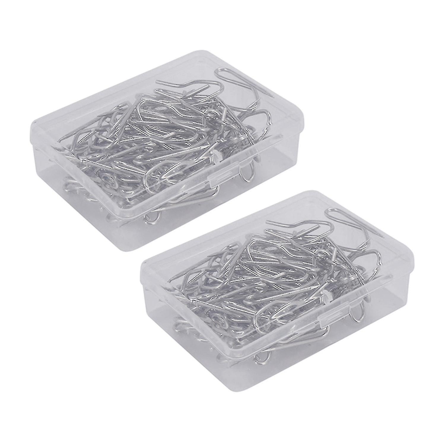 100 Pack Metal Curtain Hooks Drapery Hook Pins With Clear Box For Window Curtain, Door Curtain And