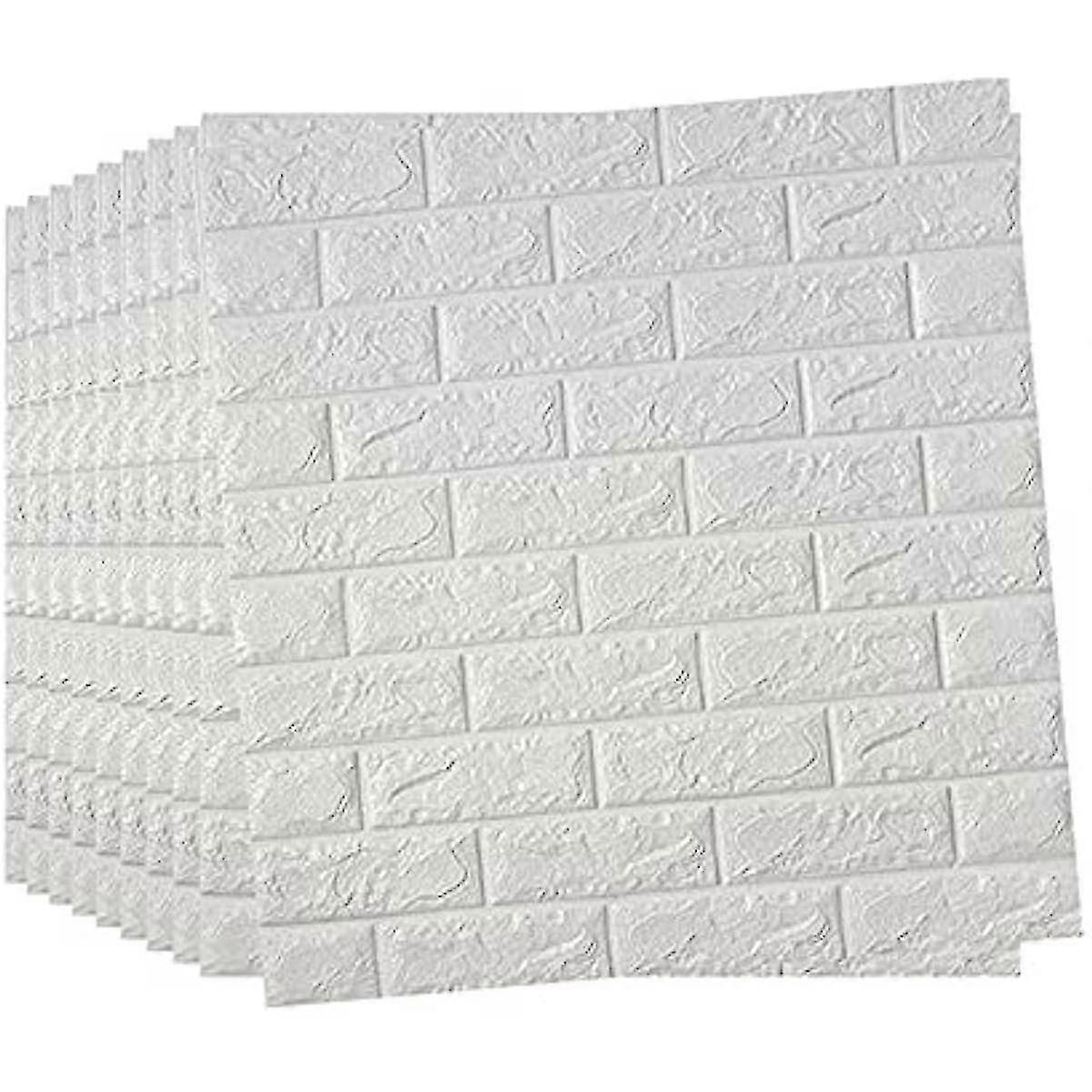 10pcs 3D لوحات الحائط 70x77cm ملصق الحائط ذاتية اللصق للماء رغوة لوحة بلاط الجدران لأثاث أرضيات الأبواب أبيض
