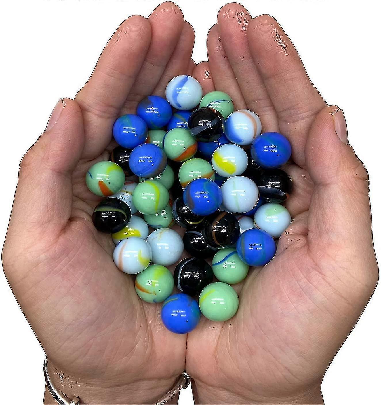 50 Marble Game Glass Marbles, 25mm, Mixed Colors.