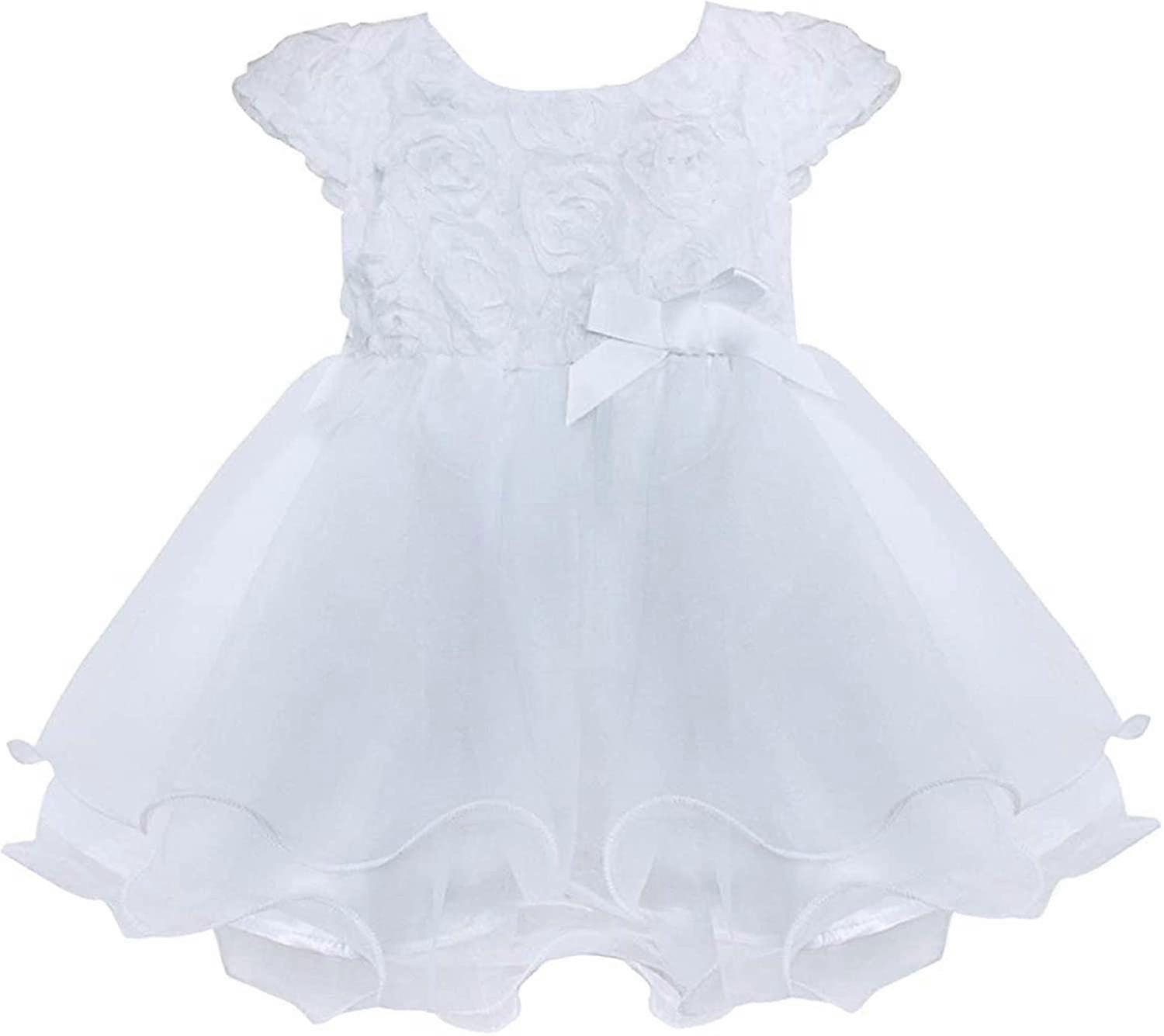Βρέφη Baby Girls Βάπτιση Φόρεμα Βάπτιση Φόρεμα Αμάνικο 3d Rose Λουλούδι Δώρο