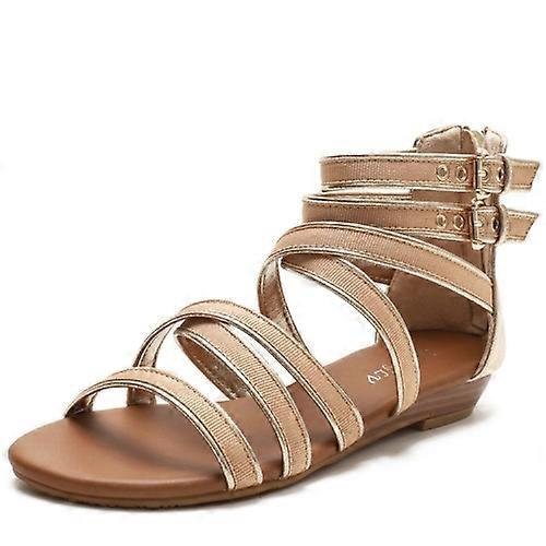 Ladies Summer Wedge Heel Sandals Cross Strap Open Toe Roman Style Shoes