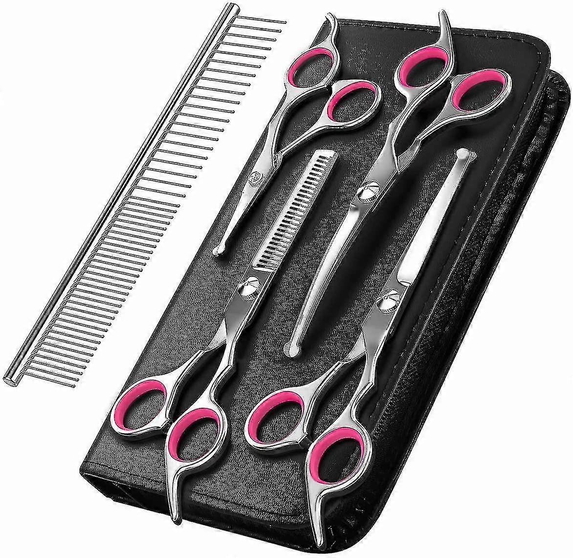 5pcs Dog Grooming Scissors Kit Professional Safety Thinning Shears Comb