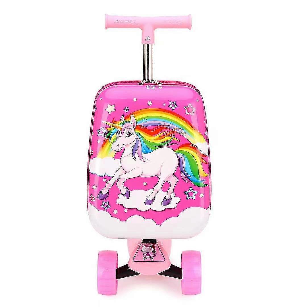 かわいい漫画の子供のスクーターのスーツケースの車輪の怠惰なトロリーバッグの子供は小屋の旅行ローリング荷物のスケートボードの袋のギフトを運びます