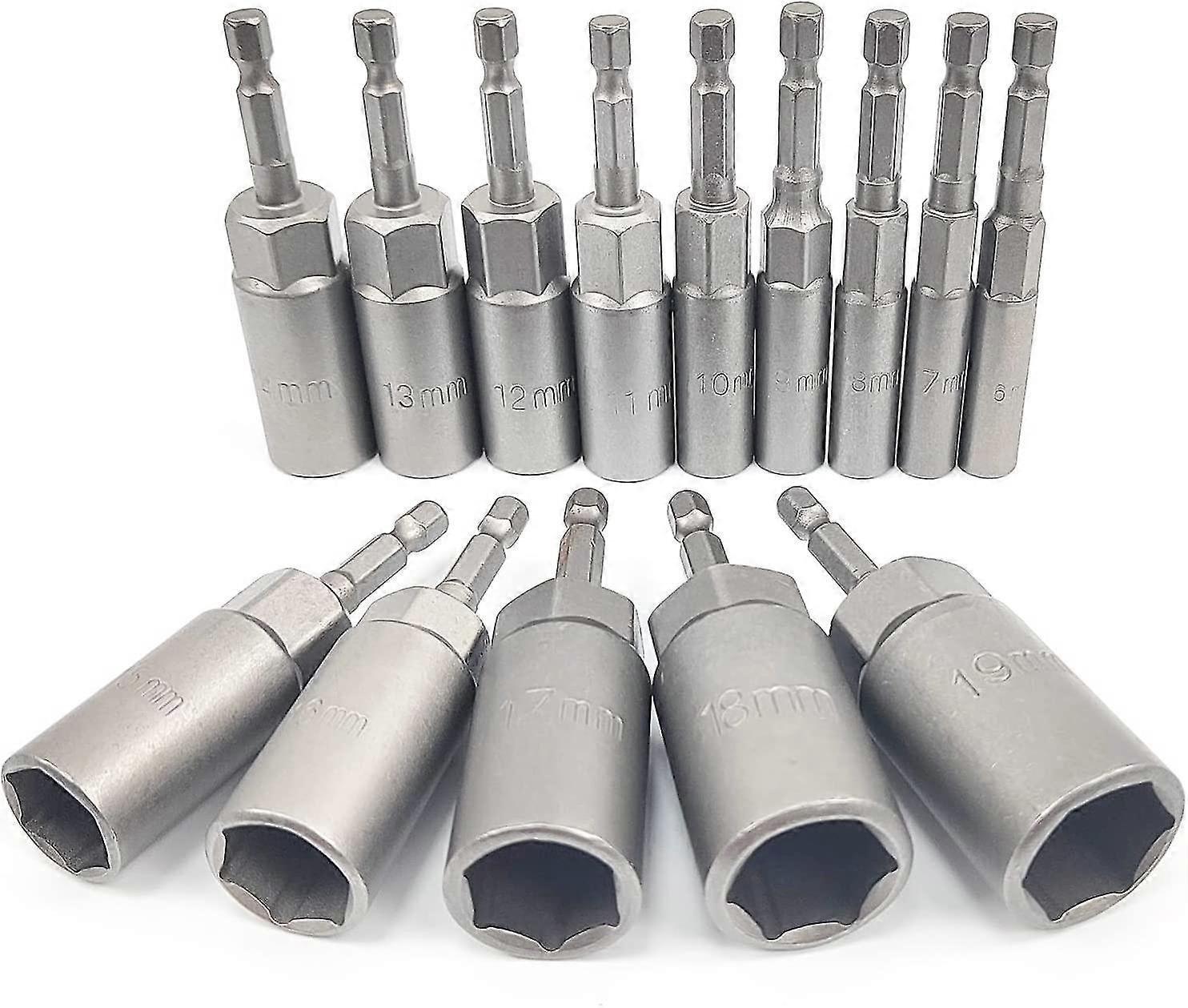14 Pieces Deepening Screwdriver Socket, 6-19mm Hex Adapter, 34mm Machining Depth, Hex For Hand Drill Nut Driver, Impact Driver Socket, Socket Wrench (