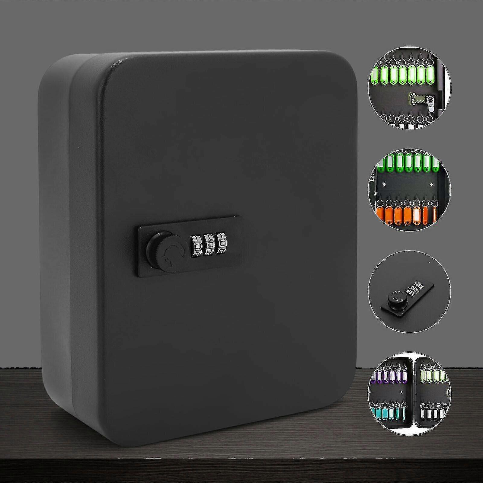 Combination Lock Metal Key Storage Cabinet Wall Mounted Lockable Safe Box 20 Tag
