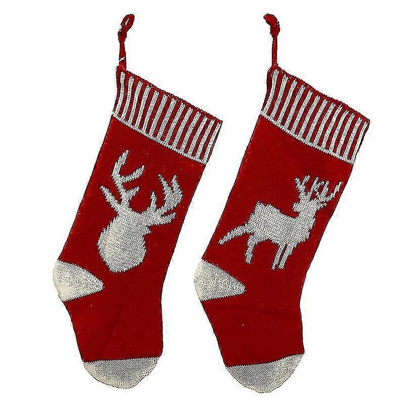 2 Pcs Christmas Stocking, Xmas Fireplace Socks Candy Gift Bag