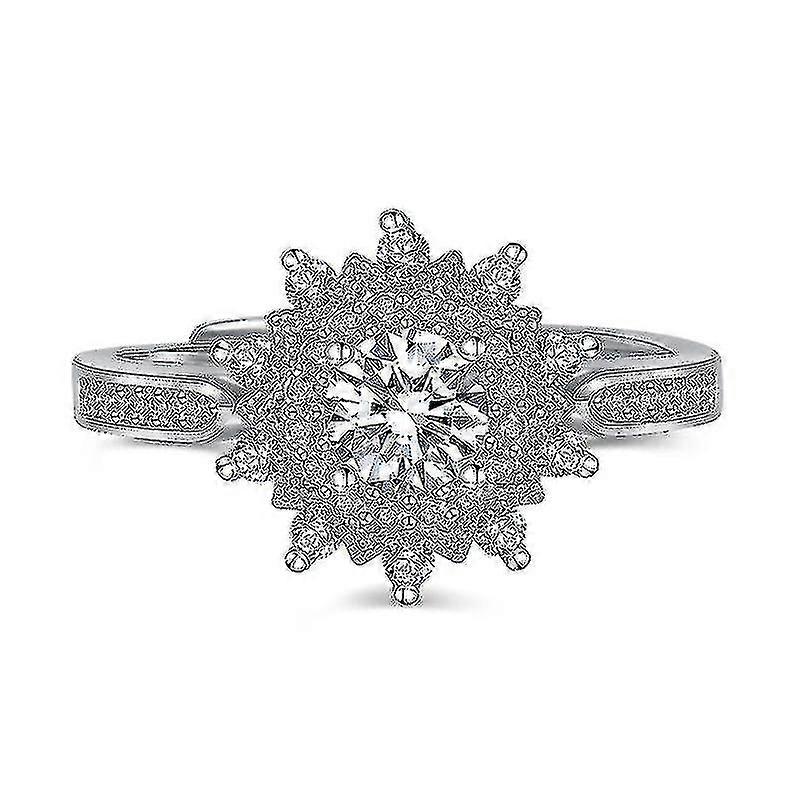 Creative Moissanite Snowflake Ring Open Adjustable Women's Ring