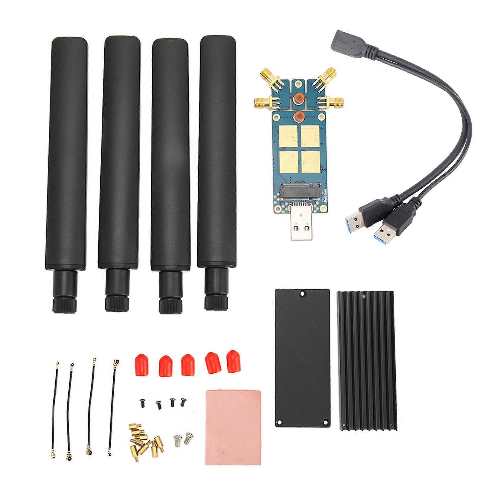 Scheda di espansione DONGLE 5G 4 antenne in lega di alluminio ABS USB3.1 a scheda M.2 Key B per modulo 5G Internet per laptop