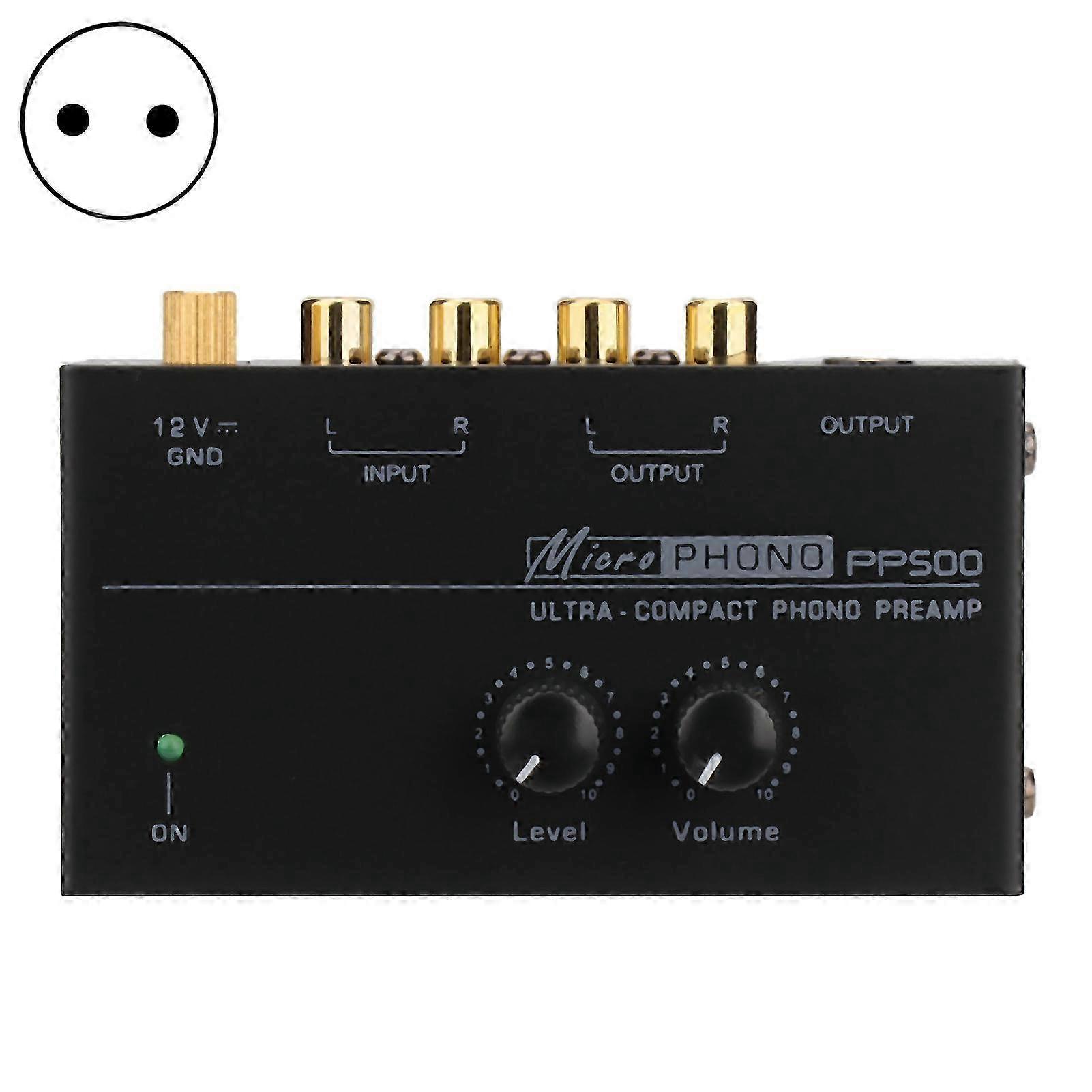 PP500 Audio Preamplifier Portable Volume Control RCA Input/Output Clear Sound Phono Preamp for Household