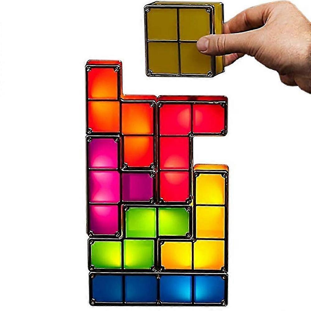 Diy Tetris Night Light Colorful Stackable Tangram Puzzles 7 Pcs Puzzles Light