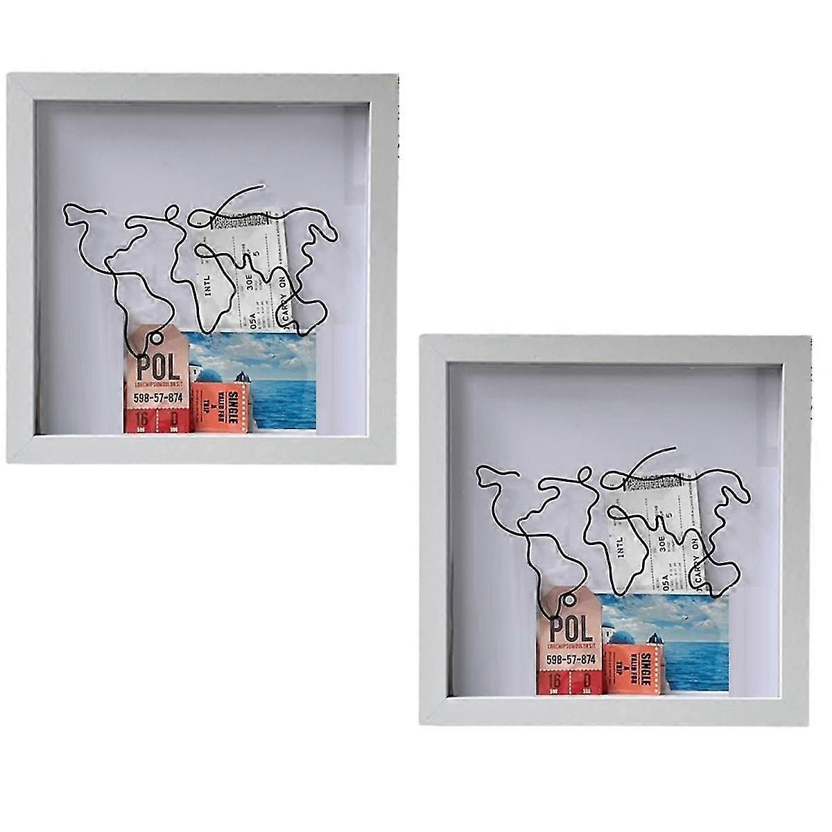2pcs Adventure Archive Box, minnesmerke Collector Box, billett Shadow Box, oppbevaringsboks for billetter, postkort, suvenirer