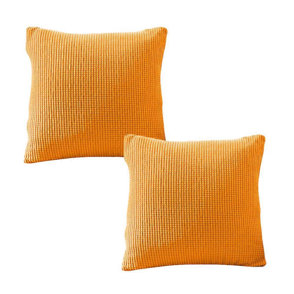 Corduroy soft and comfortable decorative square pillow cover with corn grain stripes.