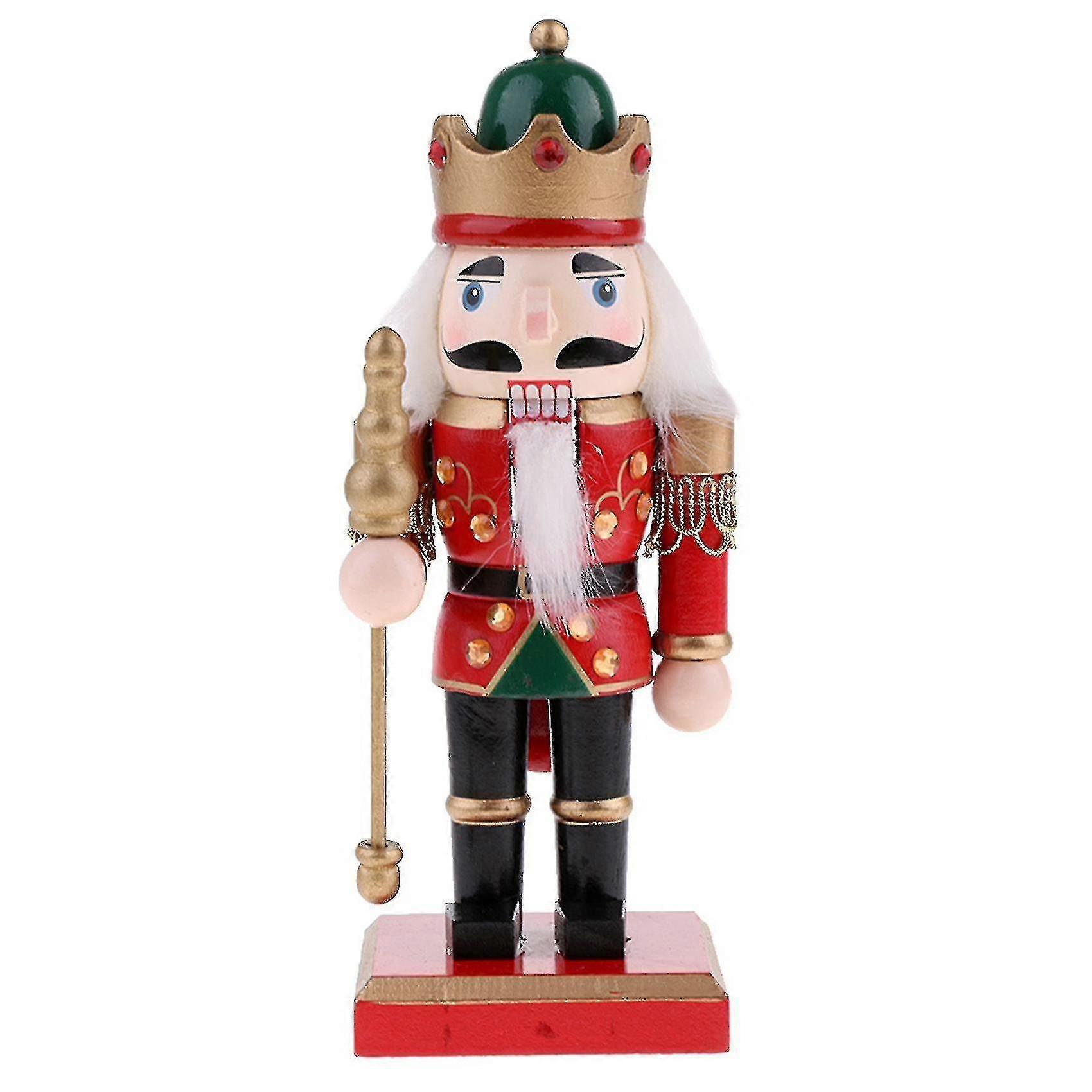 20cm Nutcracker Soldier Figures Ornament Walnut Soldier Puppets,red