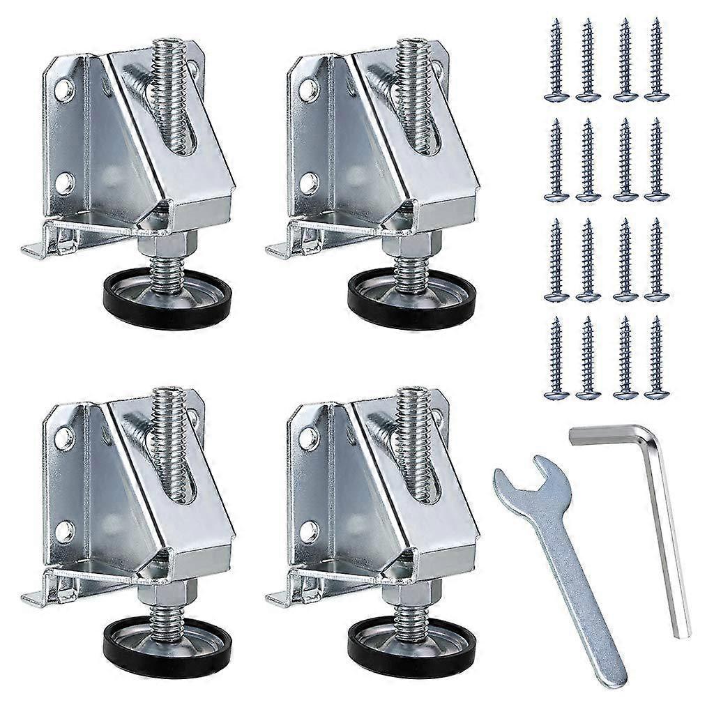 (Silver)4 Pack M10 Adjustable Furniture Leveling Feet for Tables, Shelves, Cabinets, Workbench with Locking Nuts