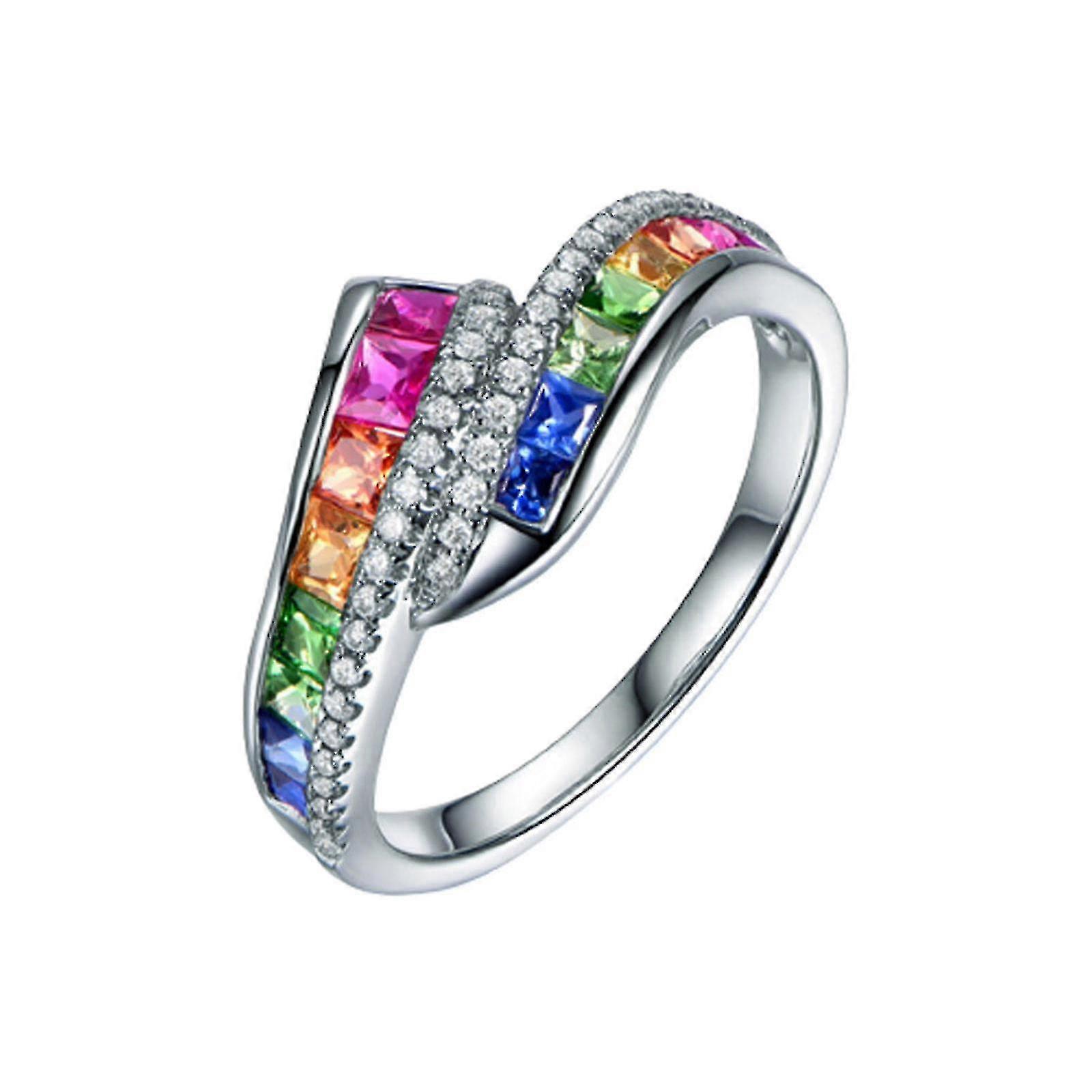 Gemstone Silver White Rainbow Color Alloy Gemstone Ring Bracelet