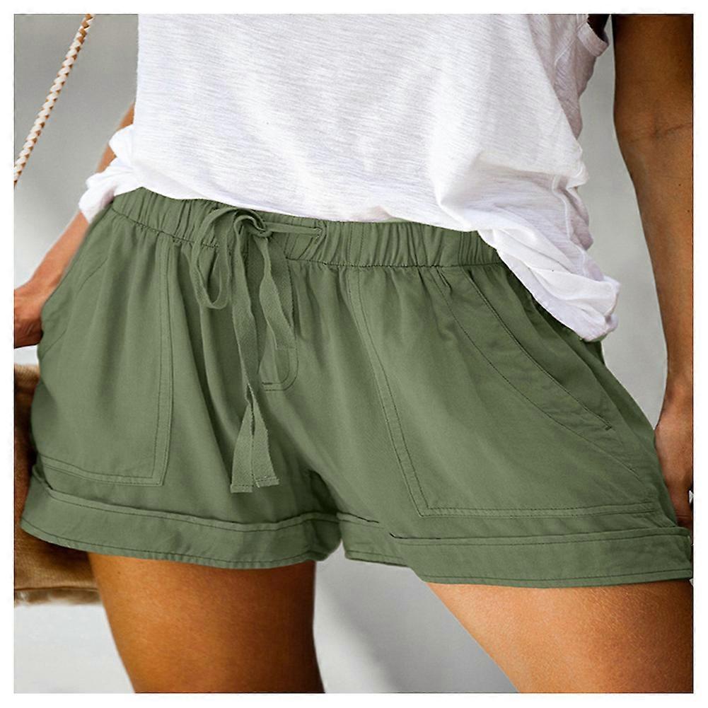 Summer High Waist Elastic Short with 2 Pockets Breathable Quick Drying Shorts for Women Girls Female