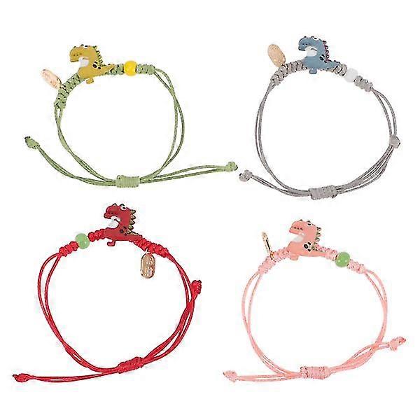 4pcs Dinosaurs Bracelets Dinosaur String Rope Bracelets Matching Bracelets