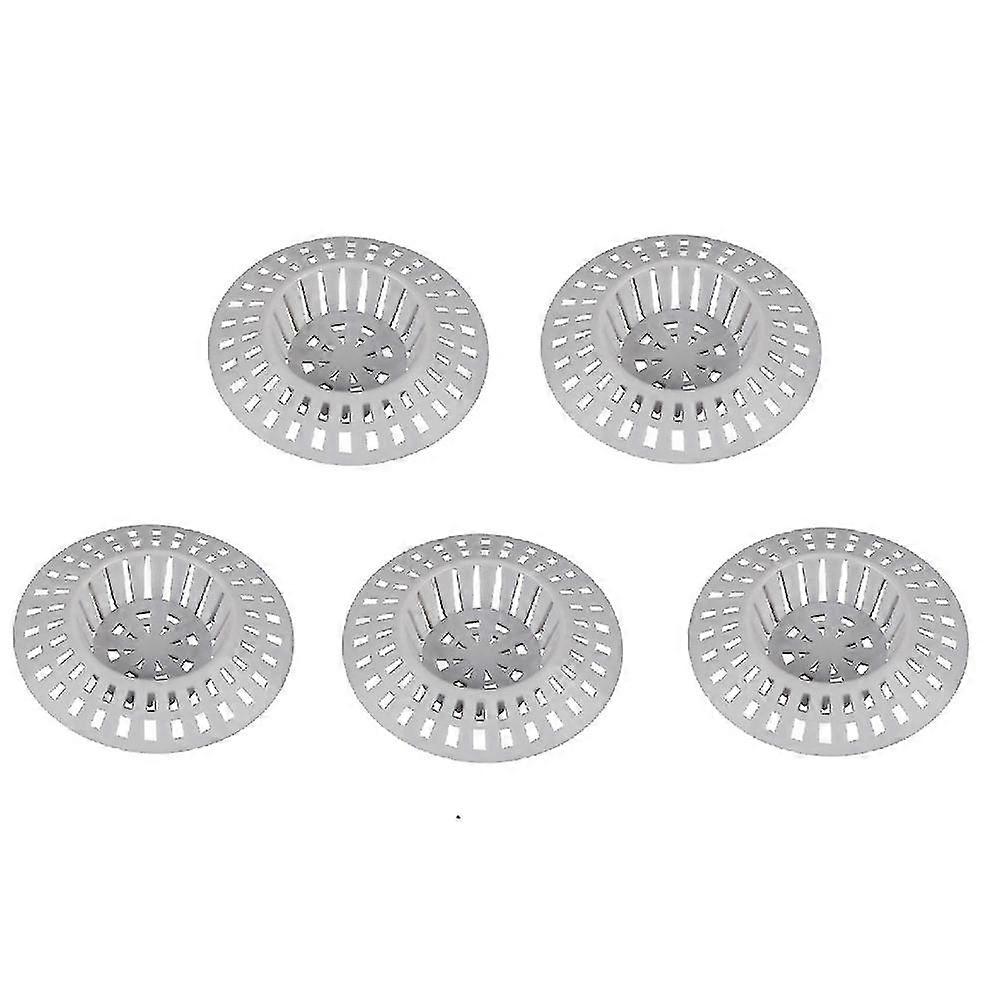 5pcs Hair Filter Washbasin Anti Blocking White Plastic Grid Drain Hole Filter White