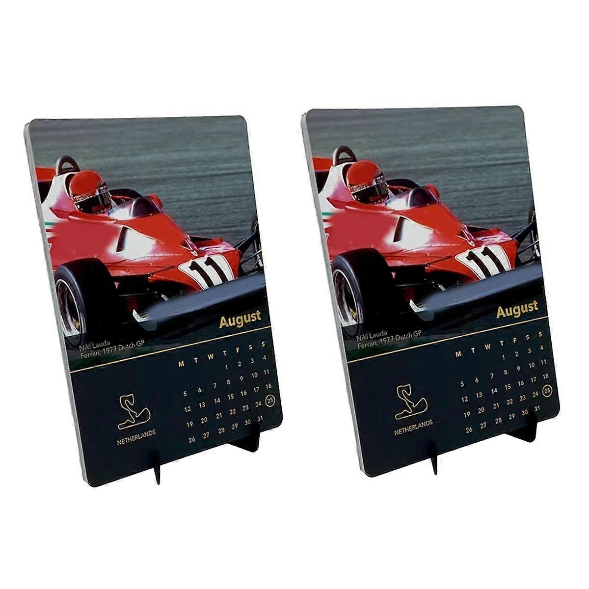 2PCS Portable Monthly Wall Calendar 2024 Formula Car Calendar with Car Images Desk Calendar