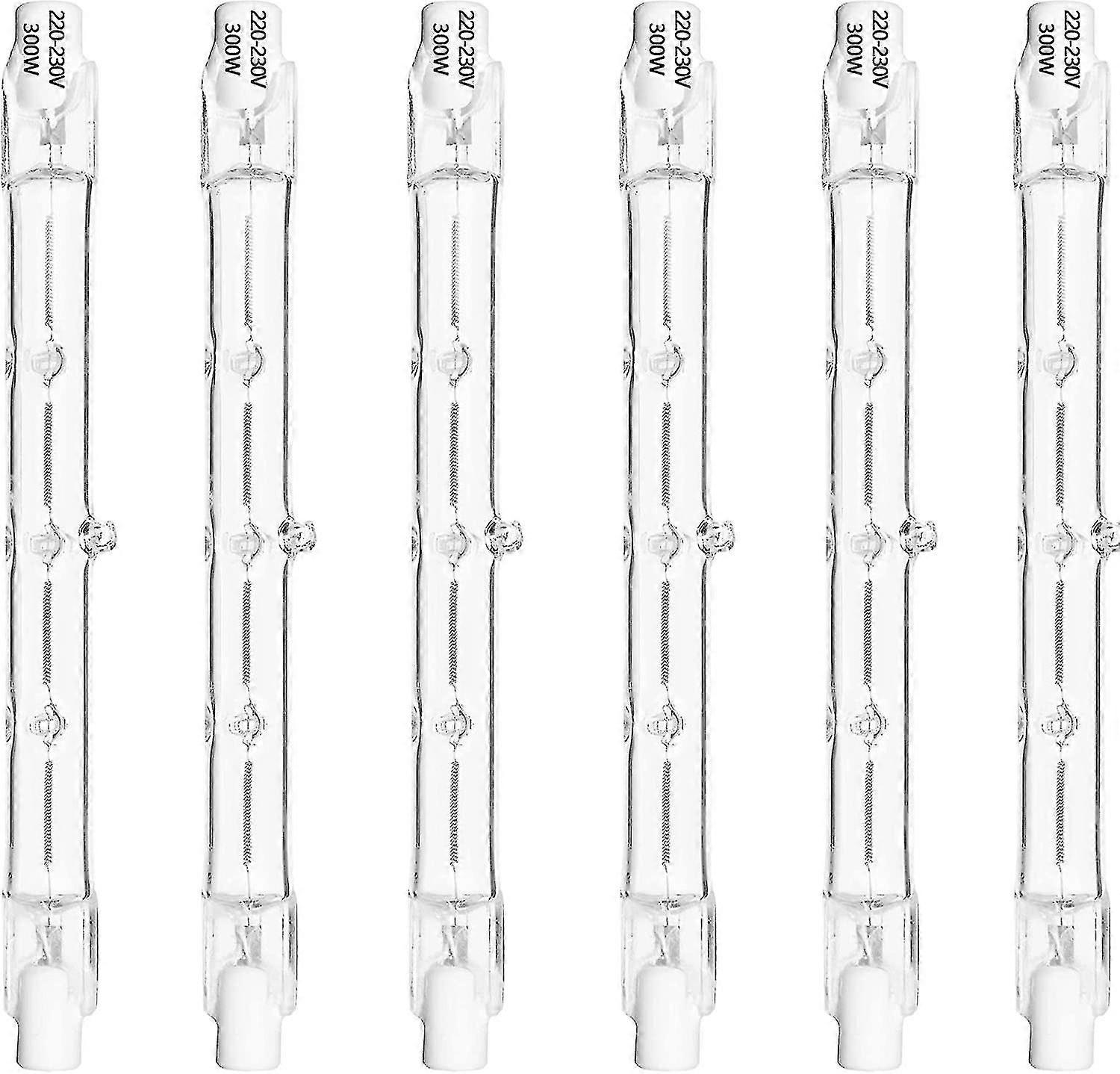 6 Pack Dimmable R7s Halogen Bulb 118mm, 300w Warm White J-type Linear Light Bulb For Floodlight, Security Light